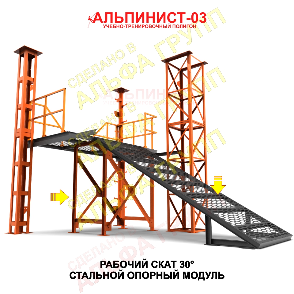 РАБОЧИЙ СКАТ И ОПОРНЫЙ МОДУЛЬ ПОИГОНА ДЛЯ ВЫСОТЫ Стальные маршевые лестницы