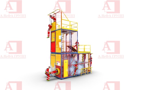 Учебно-тренировочный полигон СПАСАТЕЛЬ ПС15-02-5-03 от АЛЬФА ГРУПП для практических занятий на высоте и в замкнутом пространстве с применением средств индивидуальной защиты и стационарных анкерных систем.  